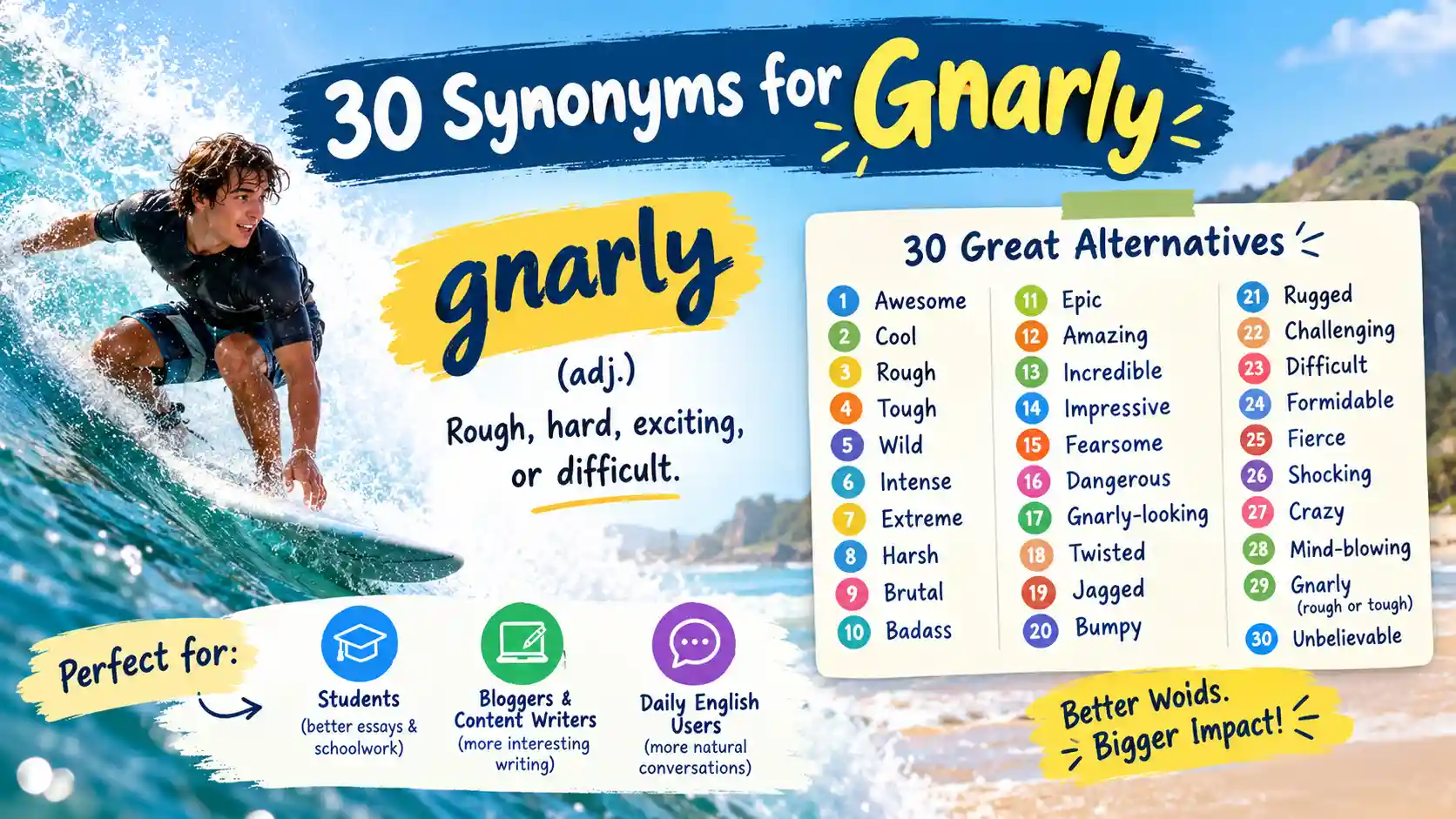 synonyms for gnarly