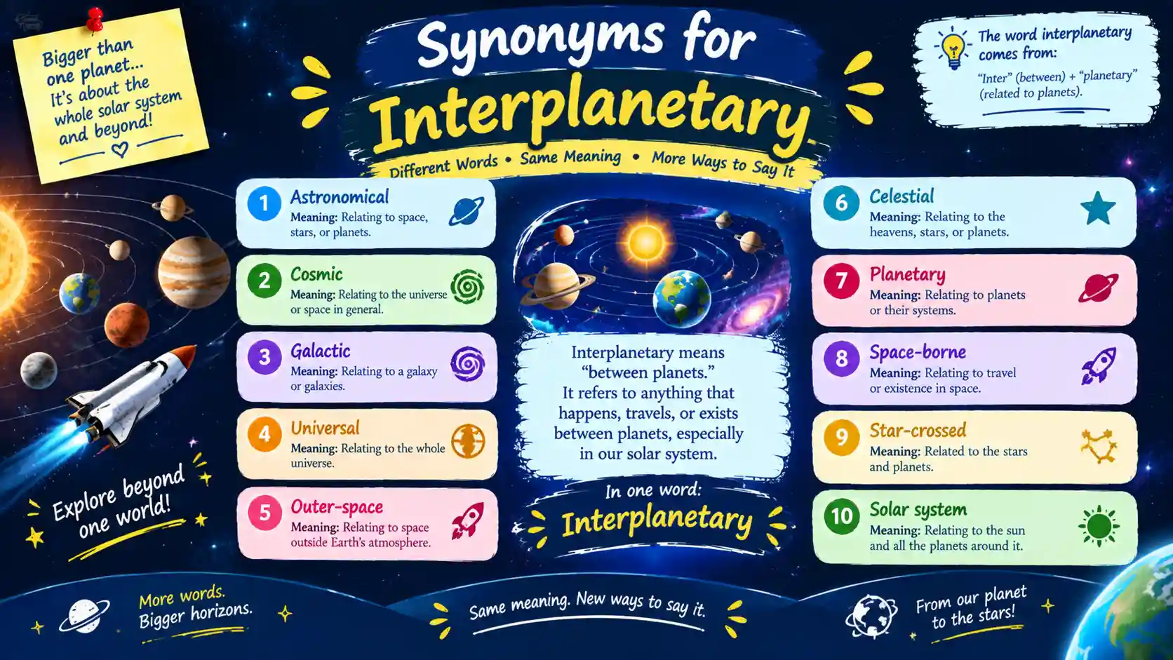 synonyms for interplanetary